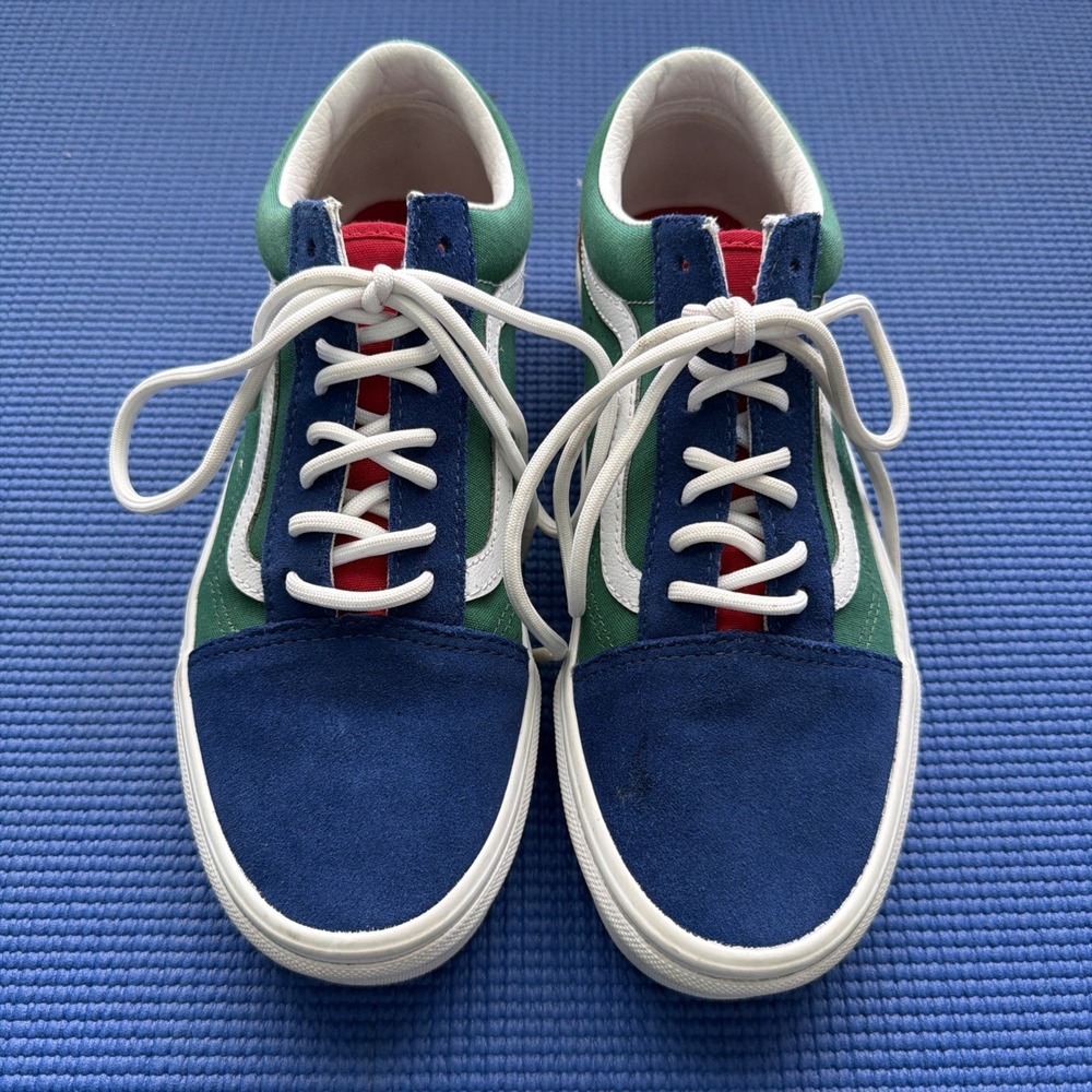 Vans Old Skool Platform Sneakers Men's 7.5/ Women's 9 Colorblock Blue Green Red - Picture 2 of 9